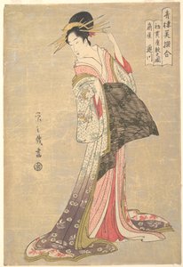 Takigawa of the Ogiya Brothel: The First Reception Room Appointment of the New Year, from the series A Comparison of Selected Beauties of the Pleasure Quarters by Chobunsai Eishi