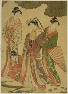 Women Viewing Cherry Blossoms by Chobunsai Eishi