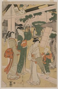 Women Visiting a Tea Stall on the Precincts of a Temple