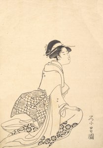 A Woman Kneeling by Chokosai Eisho
