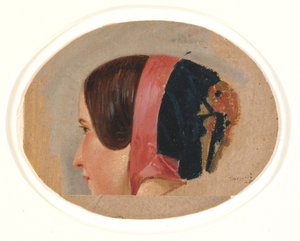 Portrait of Young Girl with Bonnet, Profile Turned Left by Christen Dalsgaard