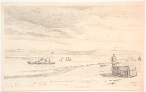 Skive Fjord at Krabbesholm. A Stranded Barge Being Loaded onto a Wagon