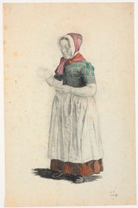Standing Peasant Woman Pouring into a Glass by Christen Dalsgaard
