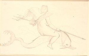 Cupid Riding a Dolphin, Pompeian Motif by Christen Købke