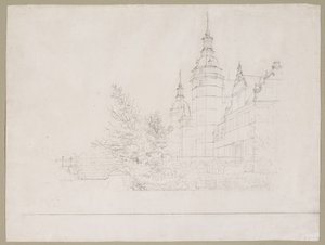 Frederiksborg Castle. Part by the Coin Bridge by Christen Købke