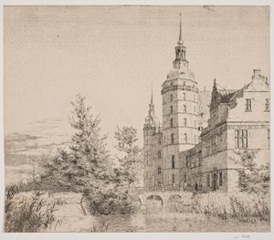 Frederiksborg Castle. View by the Coin Bridge by Christen Købke