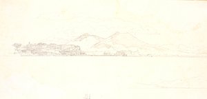 View of the Bay of Naples from Villa Reale. Vesuvius in the Background by Christen Købke