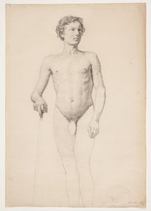 Standing Male Academy Model, Legs Only Contoured by Christen Købke