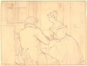 The Painter C.D. Gebauer Drawing for Miss Margrethe Hahn by Christen Købke