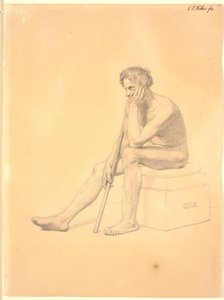 Seated Male Academy Model by Christen Købke