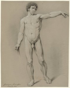 Standing Male Nude, Front View, Left Arm Stretched to the Left by Christiaan Andriessen