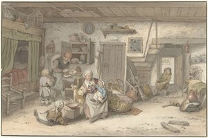 Interior with Peasant Family by Christiaan Josi