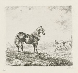 Landscape with Three Horses by Christiaan Wilhelmus Moorrees