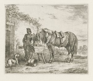 Horse by a Feeding Trough