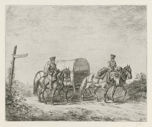 Two Soldiers on Horseback on the Road by Christiaan Wilhelmus Moorrees