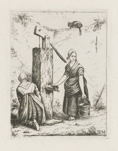 Two Women at a Water Pump by Christiaan Wilhelmus Moorrees