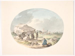 Dolmen Outside a Village with a Church by Christian David Gebauer