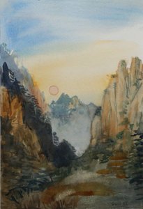 Pink Sun - Yellow Mountains