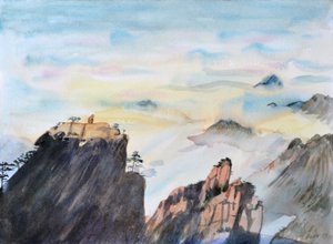 Stone Monkey Gazing Over a Sea of Clouds