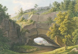 View of the famous Kuhstall cave in Saxon Switzerland