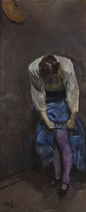 Girl Binding Her Garter by Christian Krohg