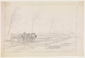 Landscape with Leafless Trees and a Work Cart by Christian Mourier Petersen