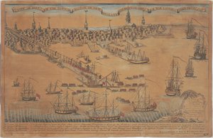 A View of Part of the Town of Boston In New England and British Ships of War Landing Their Troops! by Christian Remick