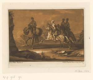 Three Cavalrymen Stopping a Traveler