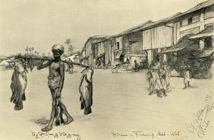 Street Scene in a Fishing Village, Mutwal, Ceylon, 1898