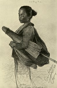 Young woman with parasol, Magalang, Java by Christian Wilhelm Allers