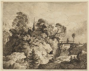 A Landscape with a Hermit on a Bridge [The Hermit on the Bridge] by Christian Wilhelm Ernst Dietrich