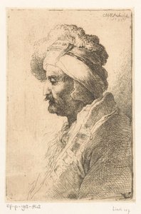 Man looking down with fur hat by Christian Wilhelm Ernst Dietrich