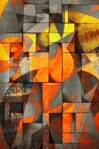 Vibrant Geometric Orange Blocks by Christina Sillen