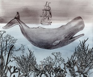 Deep Ocean Whale Ship by Christine Lindstrom