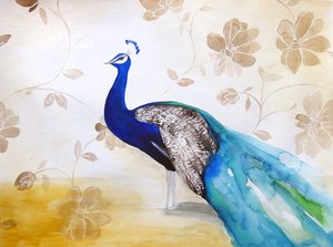 Elegant Blue Peacock by Christine Lindstrom