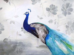 Elegant Blue Peacock Floral by Christine Lindstrom