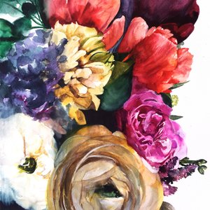 Lush Watercolor Blooms by Christine Lindstrom