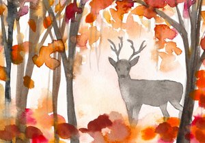 Misty Autumn Deer by Christine Lindstrom