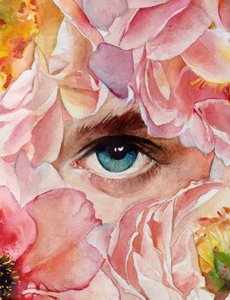 Peeking Blue Eye by Christine Lindstrom