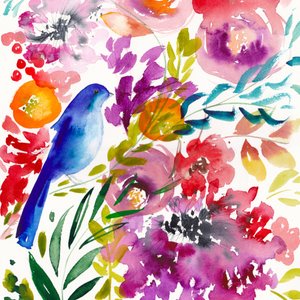Vibrant Floral Bird by Christine Lindstrom