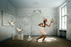 Dancing Woman and Chickens by Christine von Diepenbroek