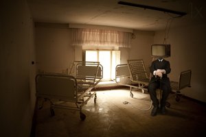 Eerie TV Head Figure by Christine von Diepenbroek