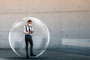 Man In Social Bubble