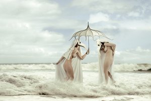 Masked Figures Ocean Waves by Christine von Diepenbroek