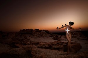 Nude Woman Desert Birds by Christine von Diepenbroek