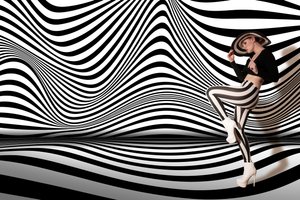 Optical Striped Fashion Pose