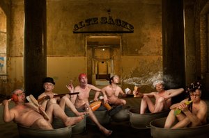 Quirky Old Men Bathing