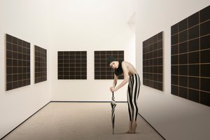 Striped Figure in Gallery by Christine von Diepenbroek