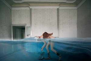 Surreal Woman Flooded Room