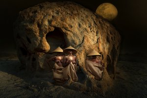 Tribal Women Under Moon by Christine von Diepenbroek
